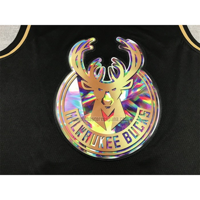 Camiseta Golden Edition Milwaukee Bucks Giannis Antetokounmpo NO 34 2021-22 Negro